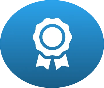 simbolo de uma medalha com fundo circular azul