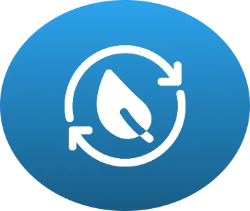 simbolo de uma folha ecologica com fundo circular azul